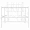 Metalowa rama łóżka z wezgłowiem i zanóżkiem, biała, 75x190 cm