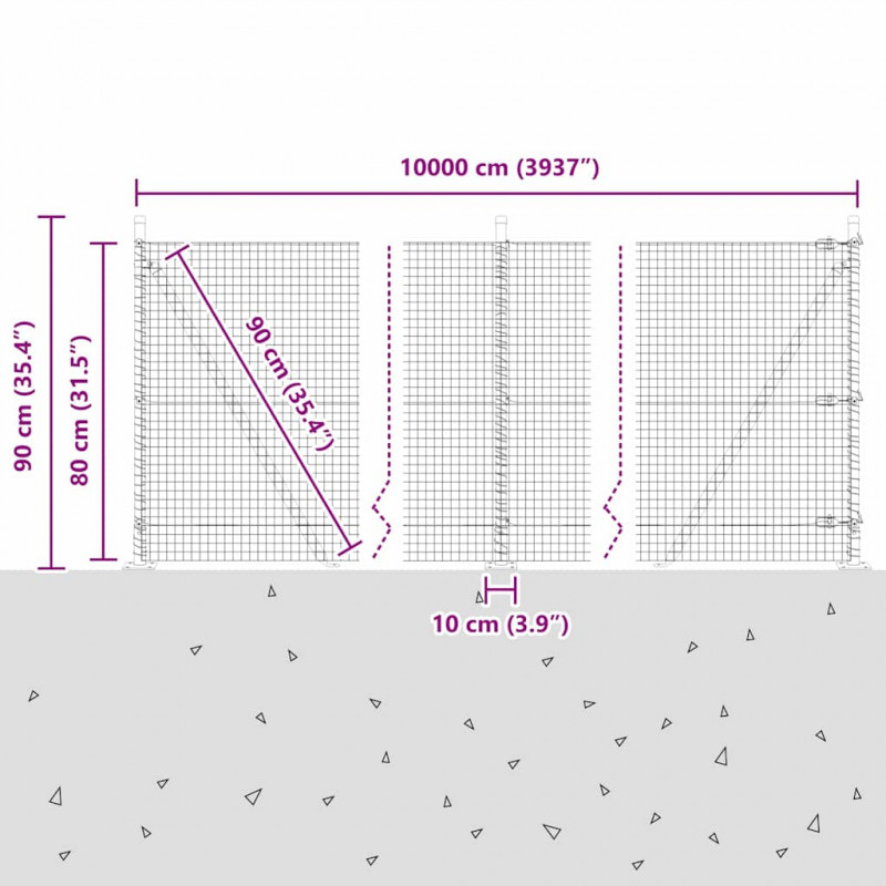 Słupek ogrodzeniowy. Zielony 100 x 0,8 m (siatka 25 x 25 mm)