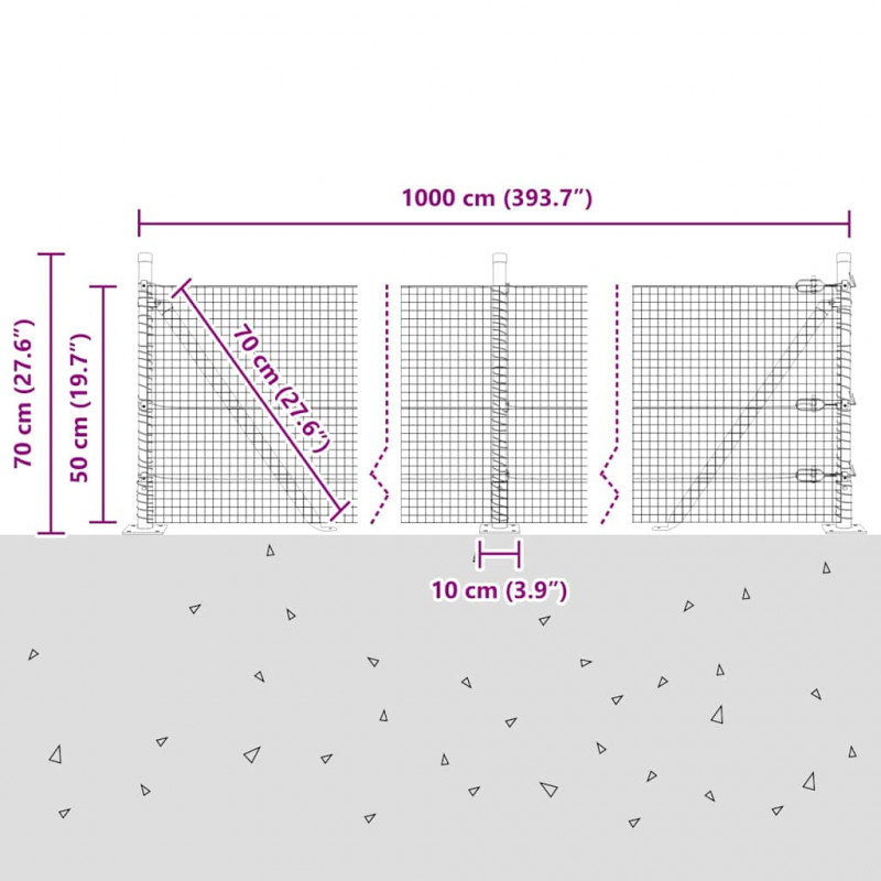 Słupek ogrodzeniowy. Szary 10 x 0,5 m (rolka siatki 19 x 19 mm)