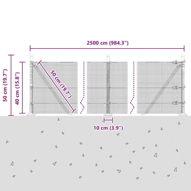 Słupek ogrodzeniowy. Szary 25 x 0,4 m (siatka 12 x 12 mm)