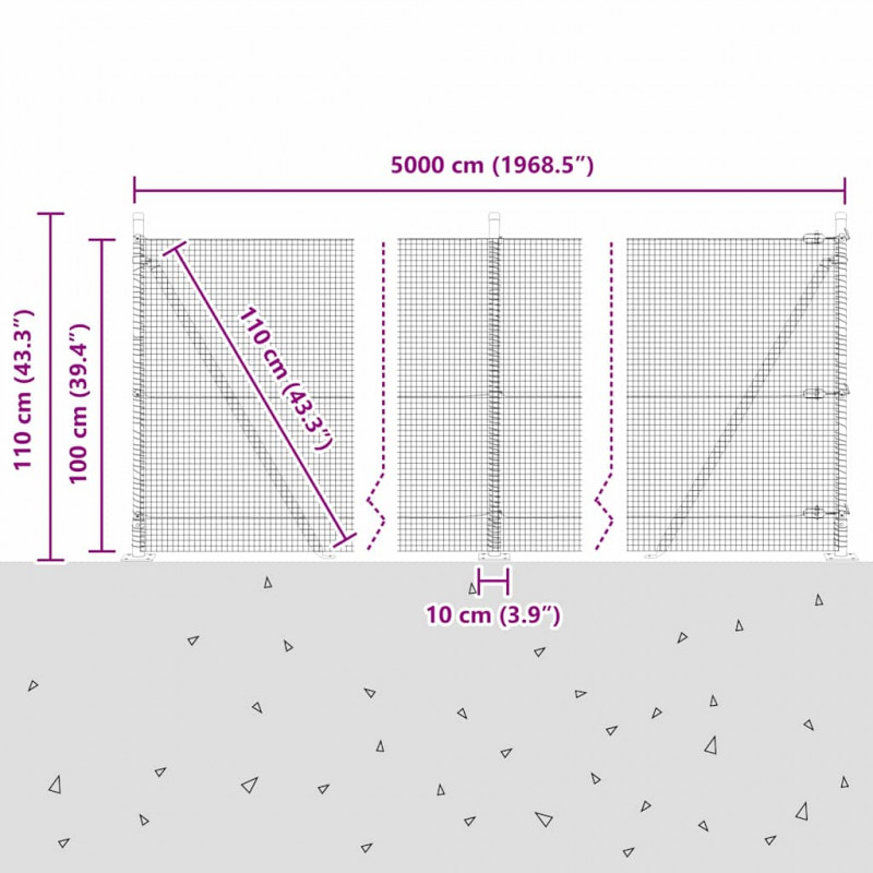 Słupek ogrodzeniowy. Szary 50 x 1 m (siatka 16 x 16 mm)