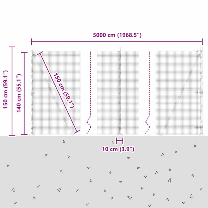 Słupek ogrodzeniowy. Szary 50 x 1,4 m (19 x 19 mm siatka)