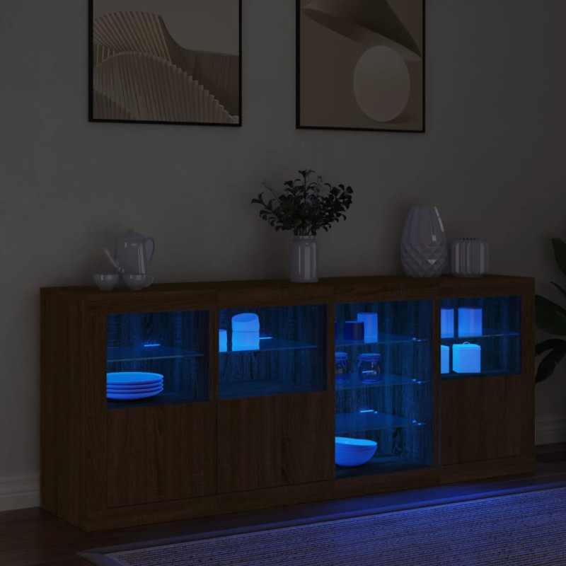 Szafka z oświetleniem LED, brązowy dąb, 164x37x67 cm