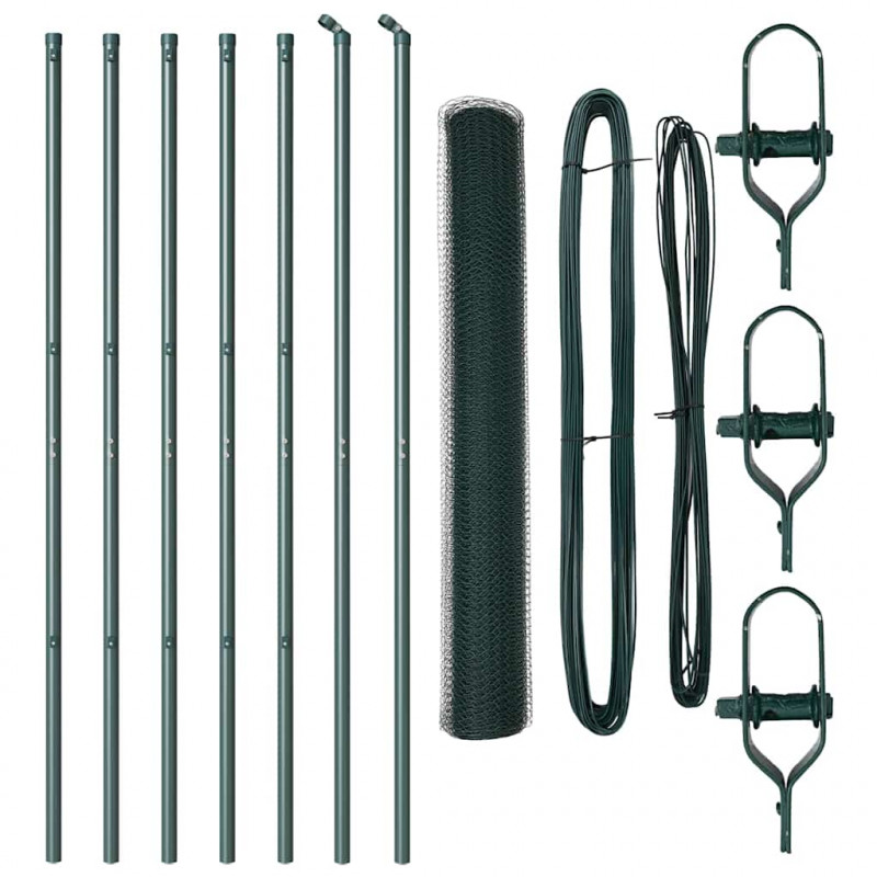 Słupek ogrodzeniowy. Zielony 10 x 1 m (siatka 25 mm) Stal i PVC