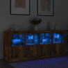 Szafka z oświetleniem LED, przydymiony dąb, 163x37x67 cm