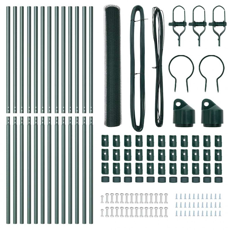 Słupek ogrodzeniowy. Zielony 25 x 1 m (siatka 13 mm) Stal