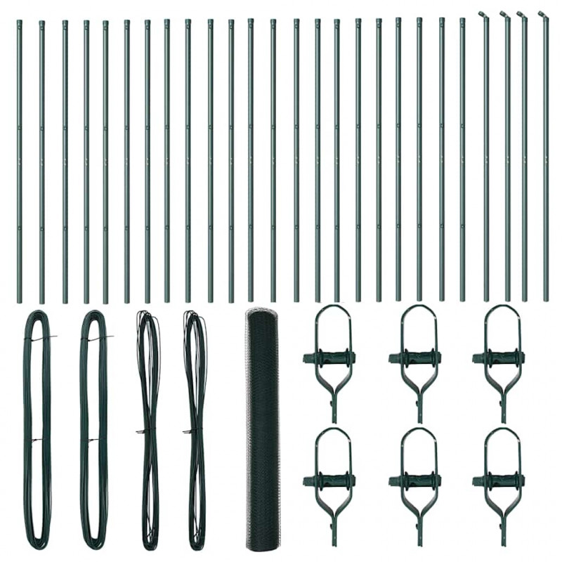 Słupek ogrodzeniowy. Zielony 50 x 1 m (siatka 25 mm) Stal i PVC