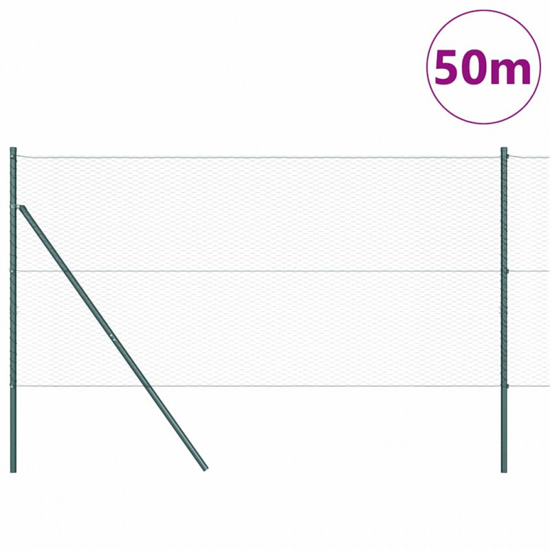 Słupek ogrodzeniowy. Zielony 50 x 1 m (siatka 25 mm) Stal i PVC