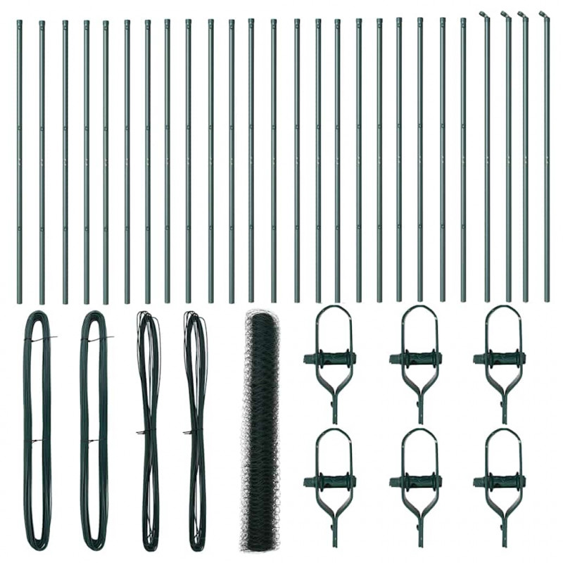 Słupek ogrodzeniowy. Zielony 50 x 1 m (siatka 36 mm) Stal i PVC