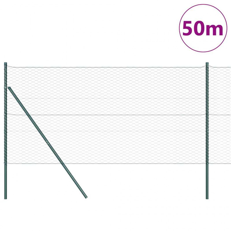 Słupek ogrodzeniowy. Zielony 50 x 1 m (siatka 36 mm) Stal i PVC