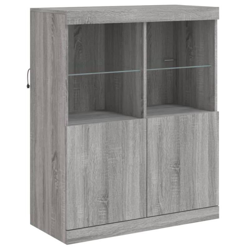 Szafki z oświetleniem LED, 3 szt., szary dąb sonoma