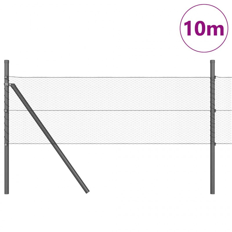 Słupek ogrodzeniowy. Szary 10 x 0,4 m (siatka 13 mm) Stal i PVC
