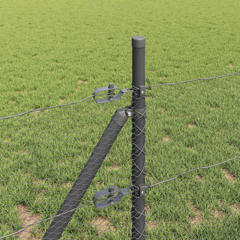 Słupek ogrodzeniowy. Szary 10 x 0,4 m (siatka 13 mm) Stal i PVC