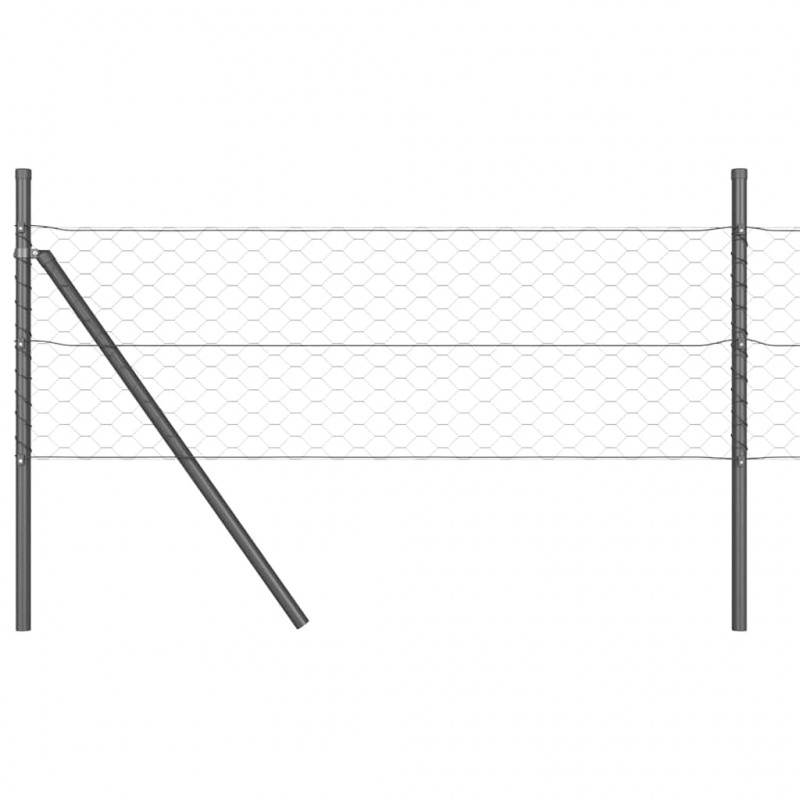 Słupek ogrodzeniowy. Szary 10 x 0,4 m (siatka 50 mm) Stal i PVC
