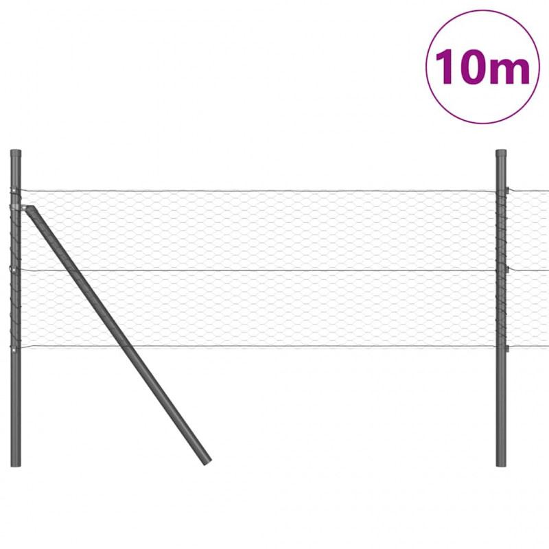 Słupek ogrodzeniowy. Szary 10 x 0,5 m (siatka 25 mm) Stal i PVC