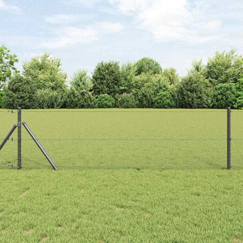 Słupek ogrodzeniowy. Szary 10 x 0,6 m (siatka 13 mm) Stal i PVC