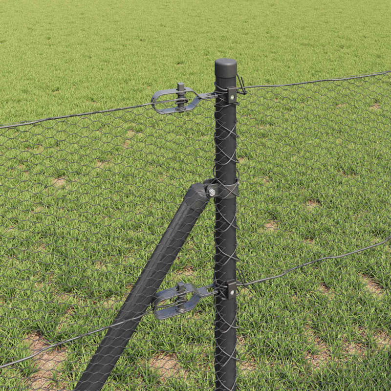 Słupek ogrodzeniowy. Szary 10 x 0,6 m (siatka 13 mm) Stal i PVC