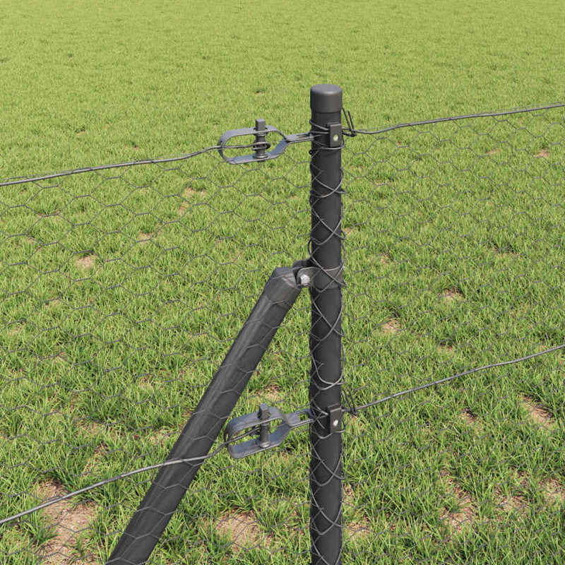 Słupek ogrodzeniowy. Szary 10 x 0,6 m (siatka 25 mm) Stal i PVC