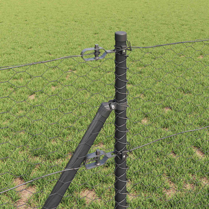 Słupek ogrodzeniowy. Szary 10 x 0,6 m (siatka 36 mm) Stal i PVC