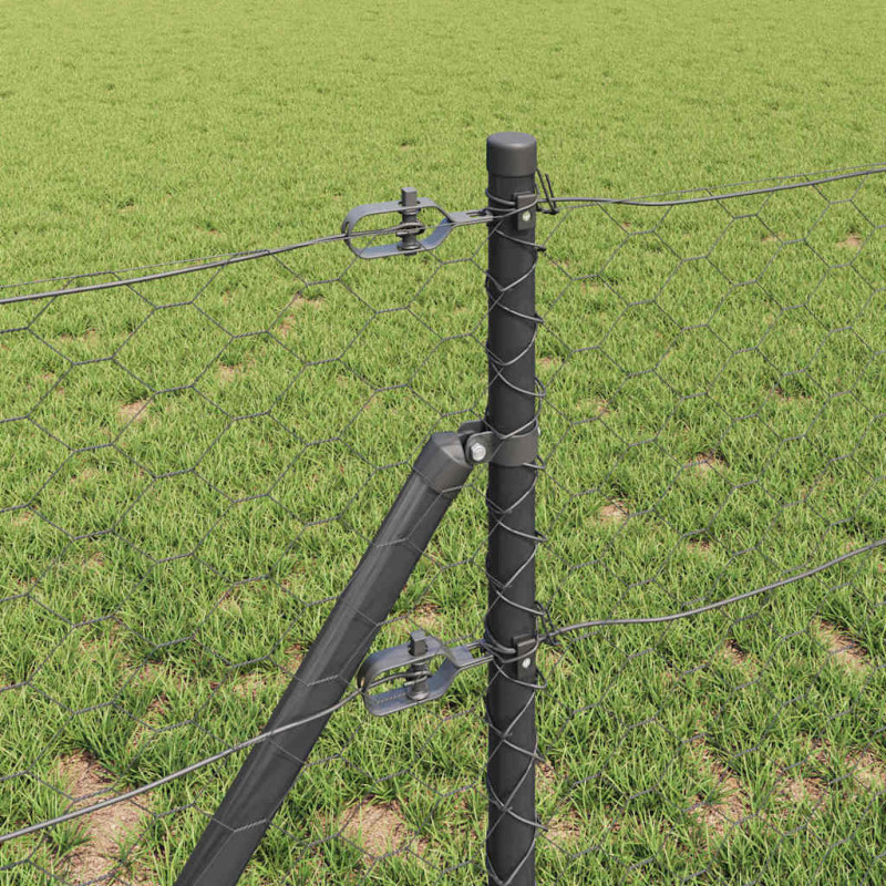 Słupek ogrodzeniowy. Szary 10 x 0,6 m (siatka 50 mm) Stal i PVC