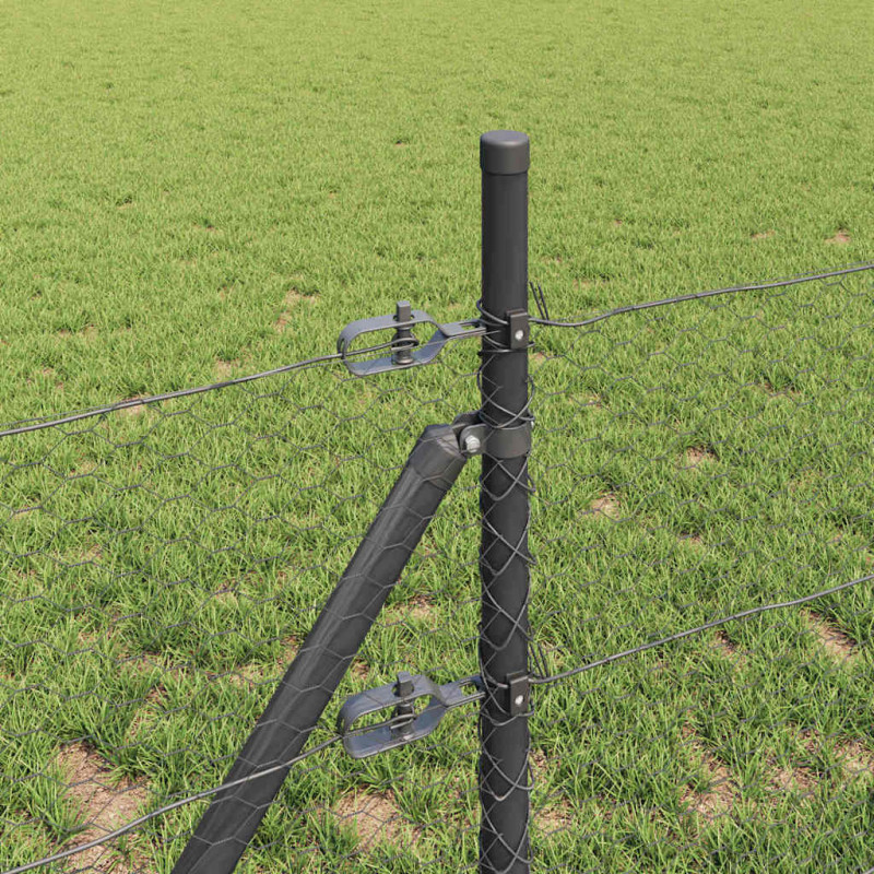 Słupek ogrodzeniowy. Szary 10 x 0,8 m (siatka 25 mm) Stal i PVC