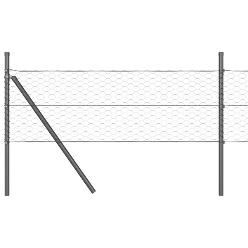 Słupek ogrodzeniowy. Szary 10 x 0,8 m (siatka 36 mm) Stal i PVC