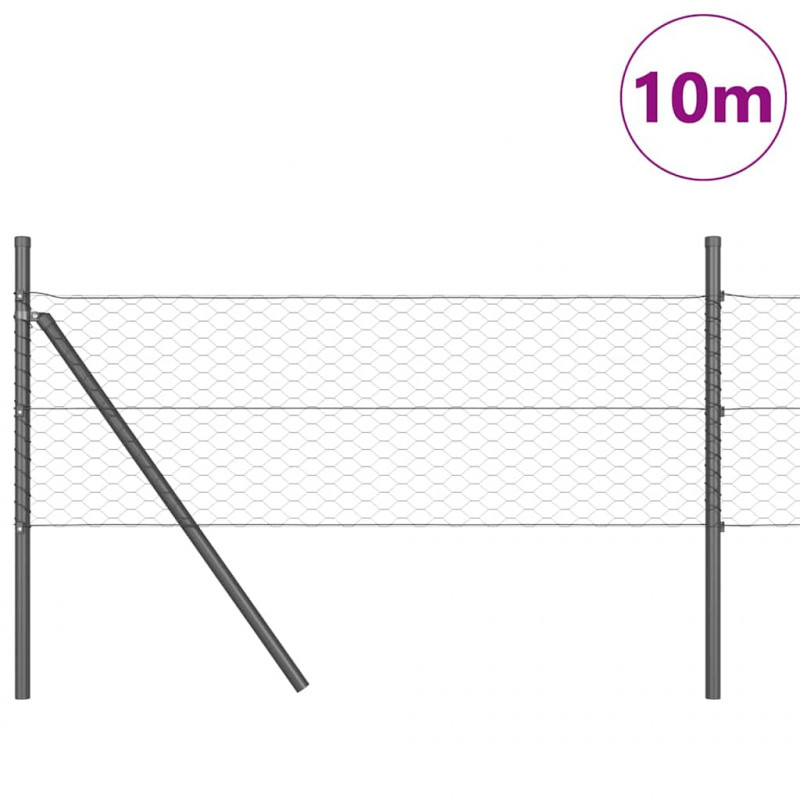 Słupek ogrodzeniowy. Szary 10 x 0,8 m (siatka 36 mm) Stal i PVC