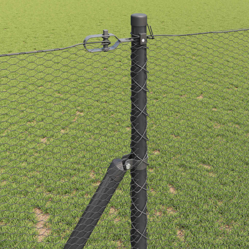 Słupek ogrodzeniowy. Szary 10 x 1 m (siatka 13 mm) Stal i PVC