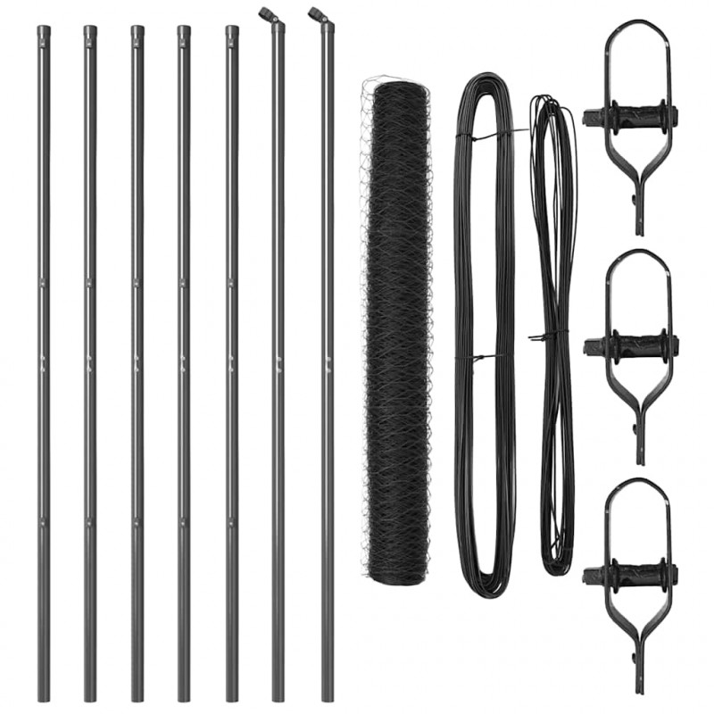 Słupek ogrodzeniowy. Szary 10 x 1,2 m (siatka 50 mm) Stal i PVC