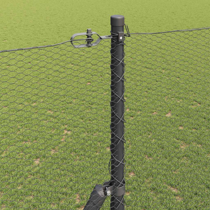 Słupek ogrodzeniowy. Szary 10 x 1,5 m (siatka 13 mm) Stal i PVC