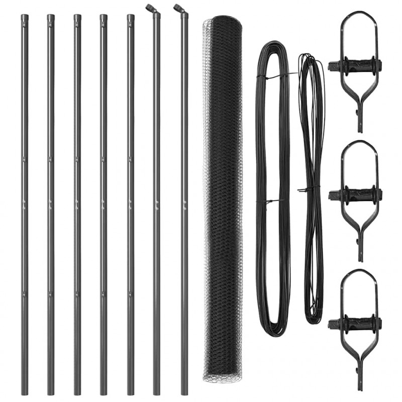 Słupek ogrodzeniowy. Szary 10 x 1,6 m (siatka 13 mm) Stal i PVC