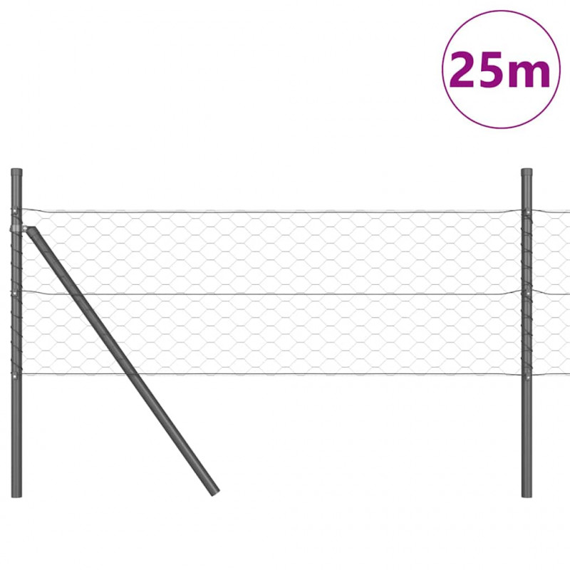 Słupek ogrodzeniowy. Szary 25 x 0,5 m (siatka 50 mm) Stal