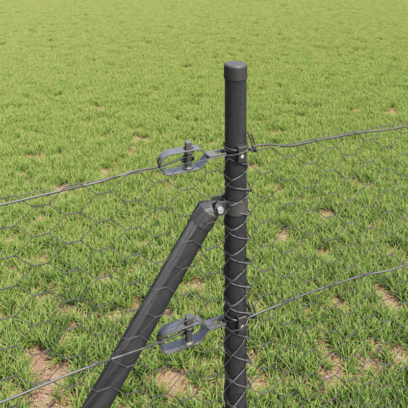 Słupek ogrodzeniowy. Szary 25 x 0,8 m (siatka 36 mm) Stal i PVC