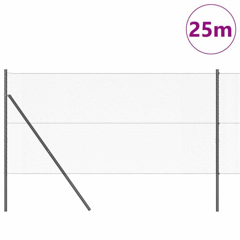 Słupek ogrodzeniowy. Szary 25 x 1 m (siatka 13 mm) Stal