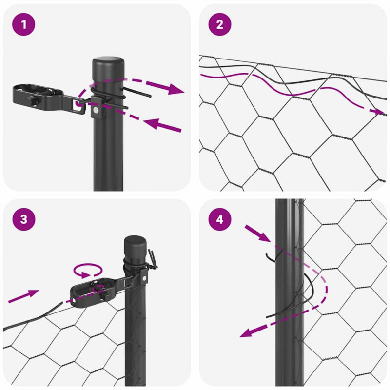 Słupek ogrodzeniowy. Szary 25 x 1,2 m (25 mm siatka) Stal