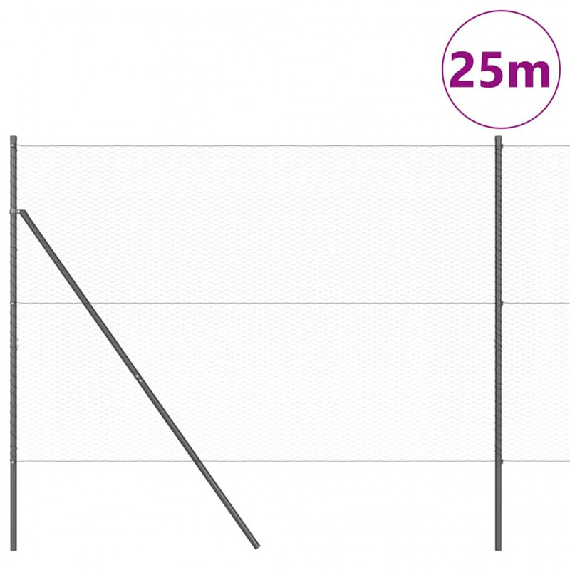 Słupek ogrodzeniowy. Szary 25 x 1,5 m (siatka 25 mm) Stal