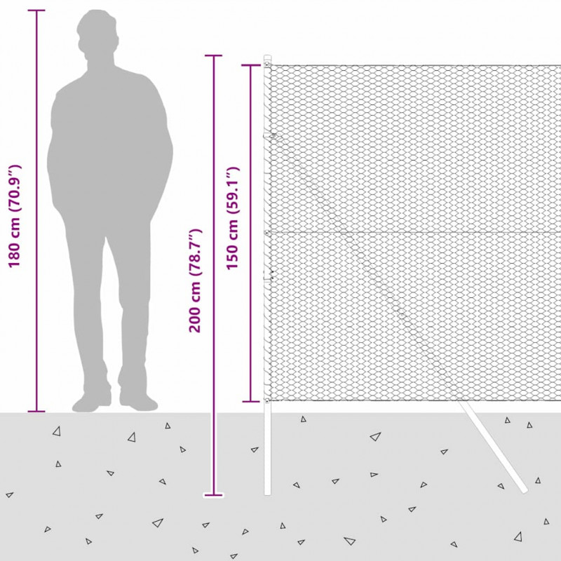 Słupek ogrodzeniowy. Szary 25 x 1,5 m (siatka 25 mm) Stal