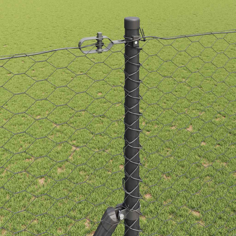 Słupek ogrodzeniowy. Szary 25 x 1,6 m (siatka 36 mm) Stal i PVC