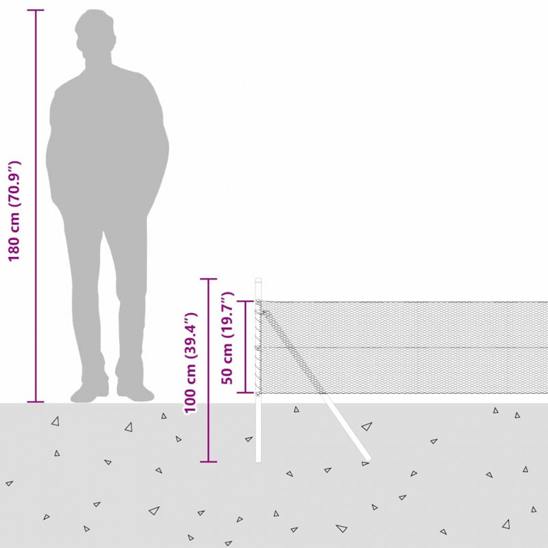 Słupek ogrodzeniowy. Szary 100 x 0,5 m (siatka 13 mm)