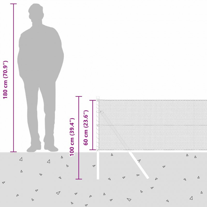 Słupek ogrodzeniowy. Srebrny 10 x 0,6 m (siatka 13 mm) Stal