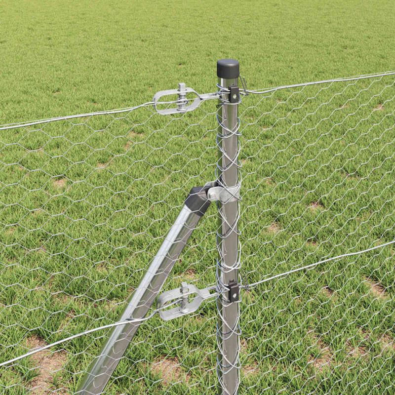 Słupek ogrodzeniowy. Srebrny 10 x 0,6 m (siatka 25 mm) Stal