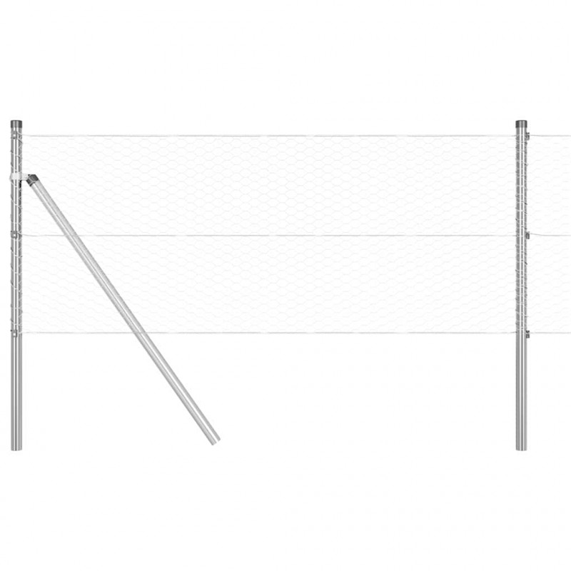 Słupek ogrodzeniowy. Srebrny 10 x 0,6 m (siatka 25 mm) Stal