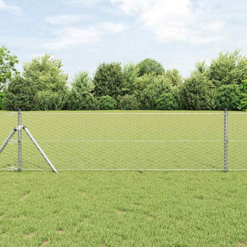 Słupek ogrodzeniowy. Srebrny 10 x 0,6 m (siatka 36 mm) Stal