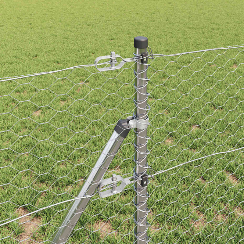 Słupek ogrodzeniowy. Srebrny 10 x 0,6 m (siatka 36 mm) Stal