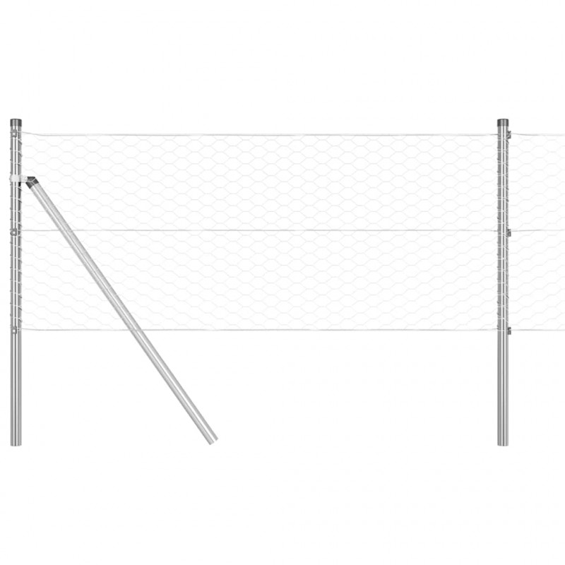 Słupek ogrodzeniowy. Srebrny 10 x 0,6 m (siatka 36 mm) Stal