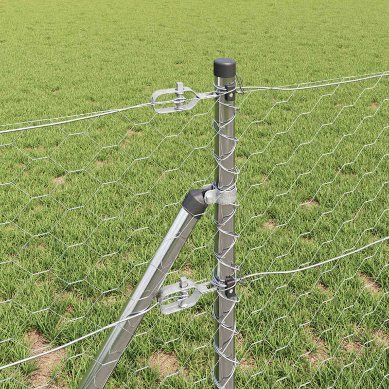 Słupek ogrodzeniowy. Srebrny 10 x 0,6 m (siatka 50 mm) Stal