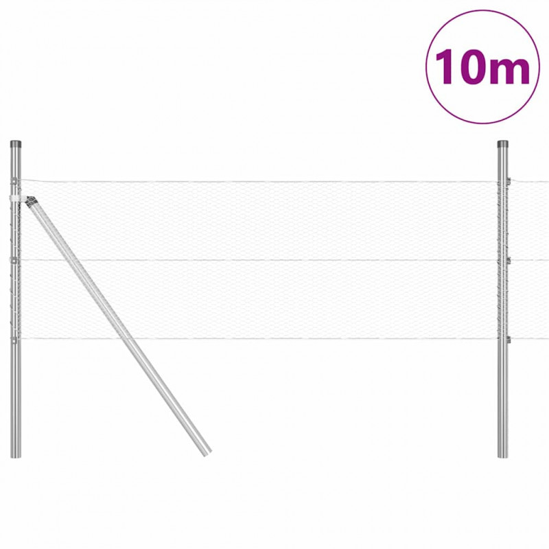 Słupek ogrodzeniowy. Srebrny 10 x 0,8 m (siatka 13 mm) Stal