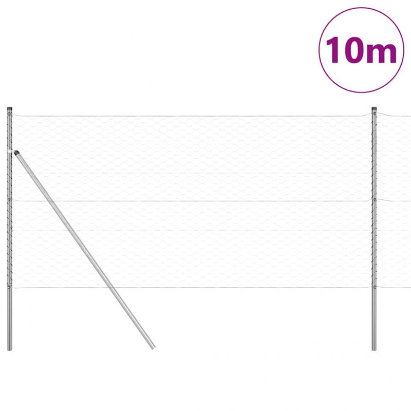 Słupek ogrodzeniowy. Srebrny 10 x 1,2 m (siatka 50 mm) Stal