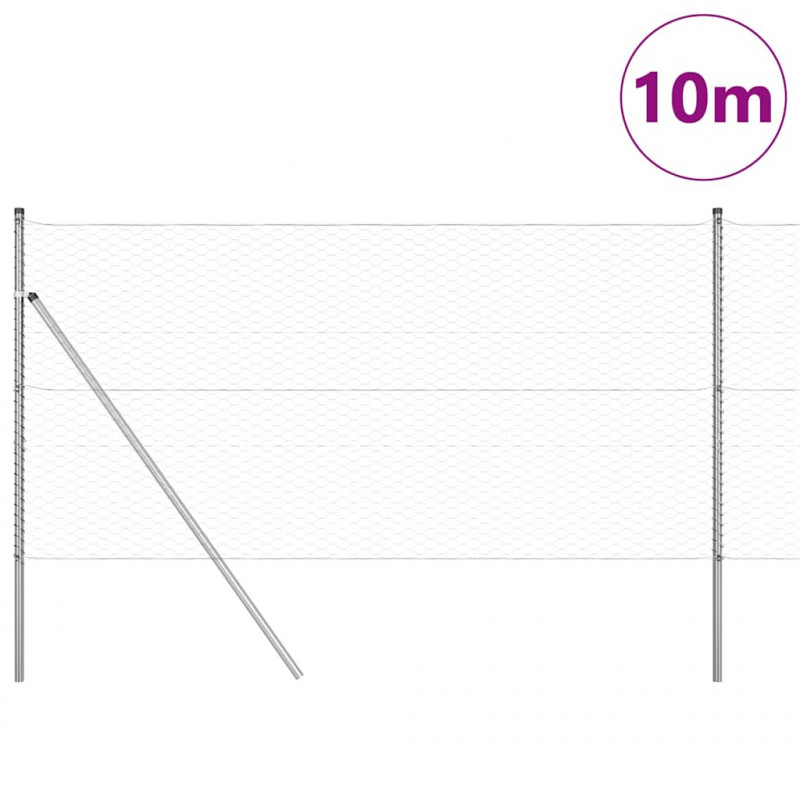 Słupek ogrodzeniowy. Srebrny 10 x 1,4 m (siatka 36 mm) Stal