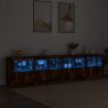 Szafka z oświetleniem LED, przydymiony dąb, 283x37x67 cm